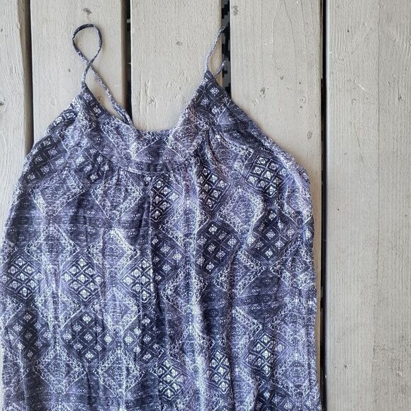 Free People Romper Wide Leg Sleeveless Spaghetti Strap Geometric Pattern Black M - Picture 2 of 6